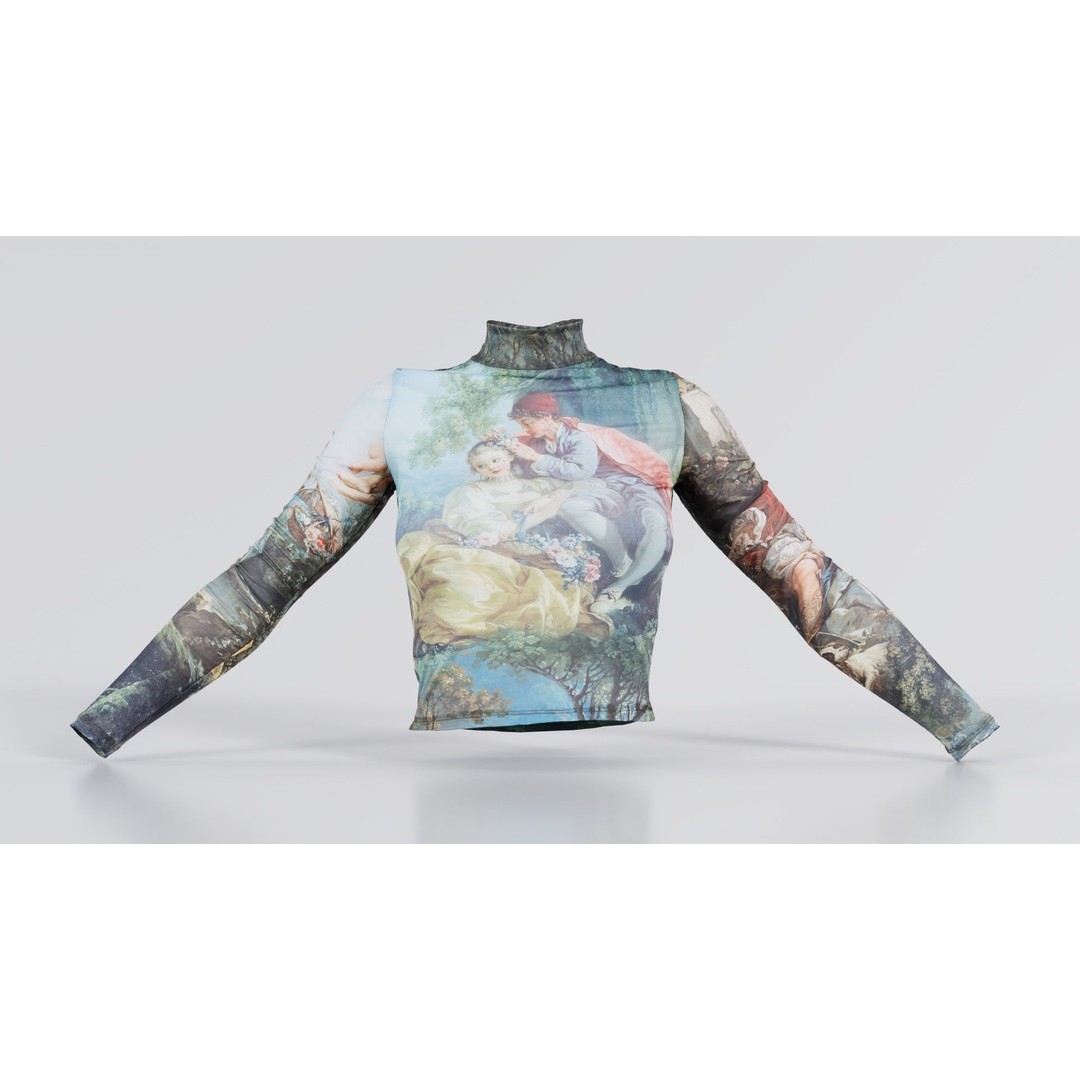 Tattoo Painting Mesh Top 3D Model – Low Poly Apparel, Game Ready, FBX - View 10