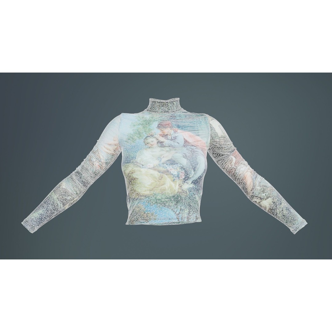 Tattoo Painting Mesh Top 3D Model – Low Poly Apparel, Game Ready, FBX - View 11