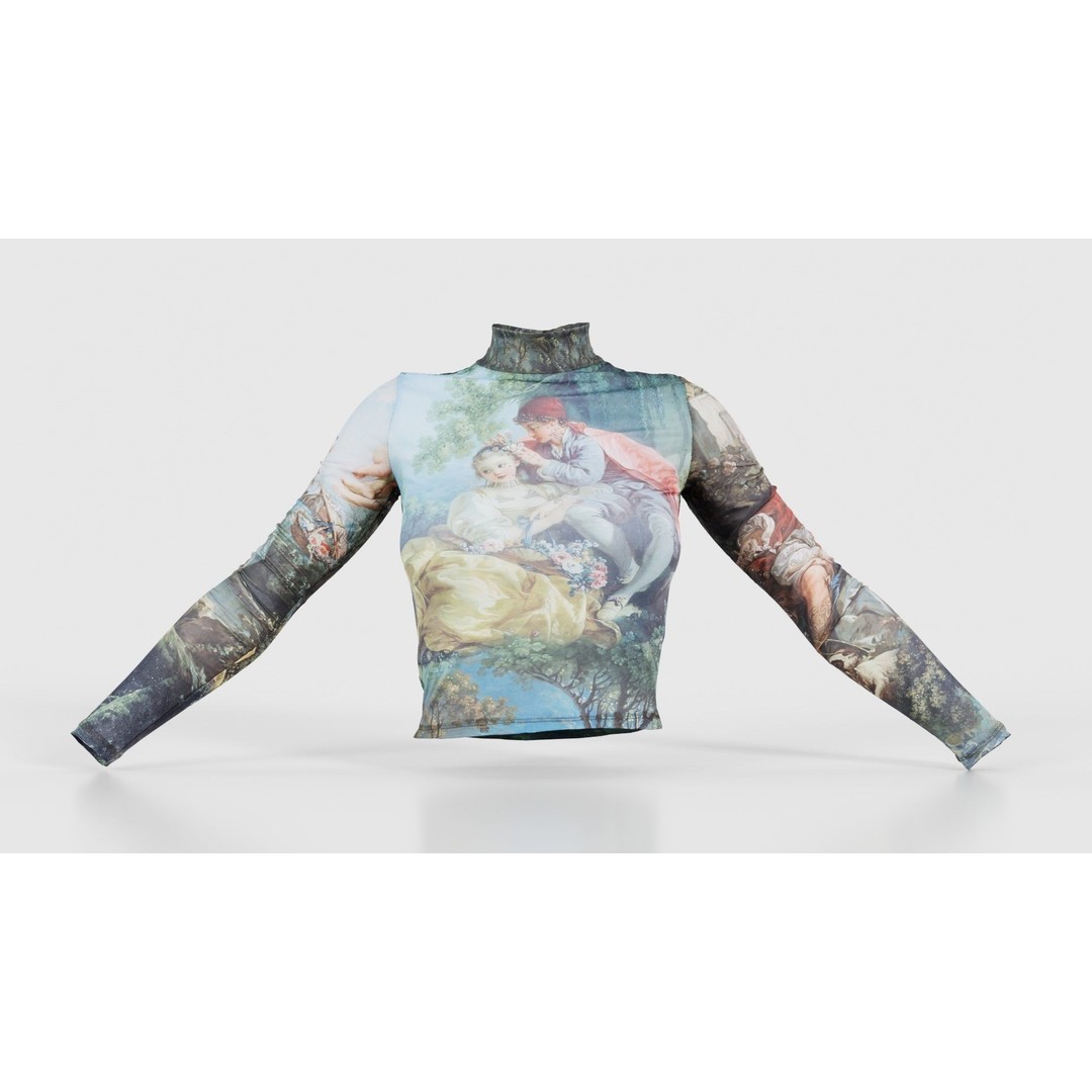 Tattoo Painting Mesh Top 3D Model – Low Poly Apparel, Game Ready, FBX - View 17