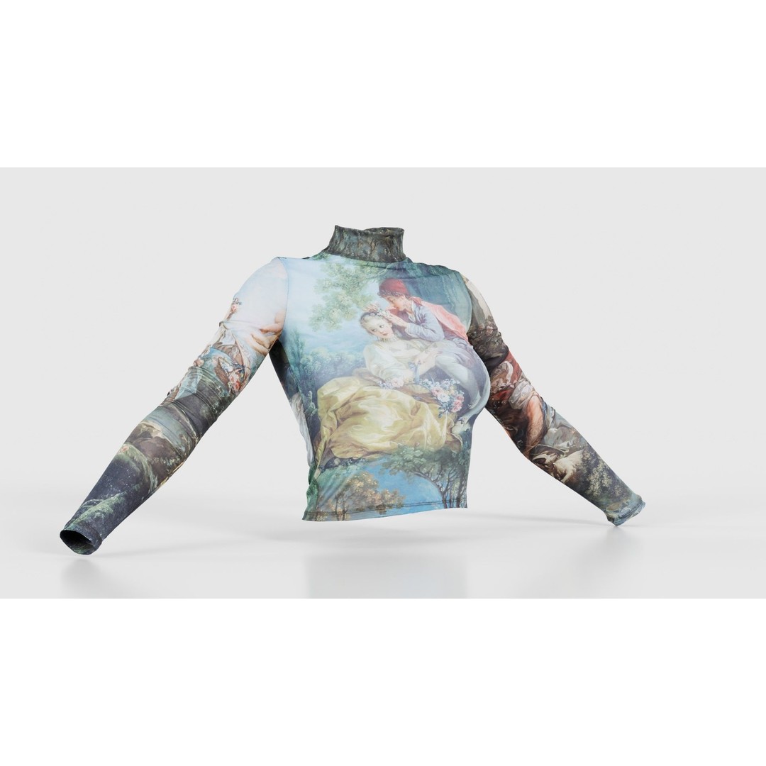 Tattoo Painting Mesh Top 3D Model – Low Poly Apparel, Game Ready, FBX - View 18