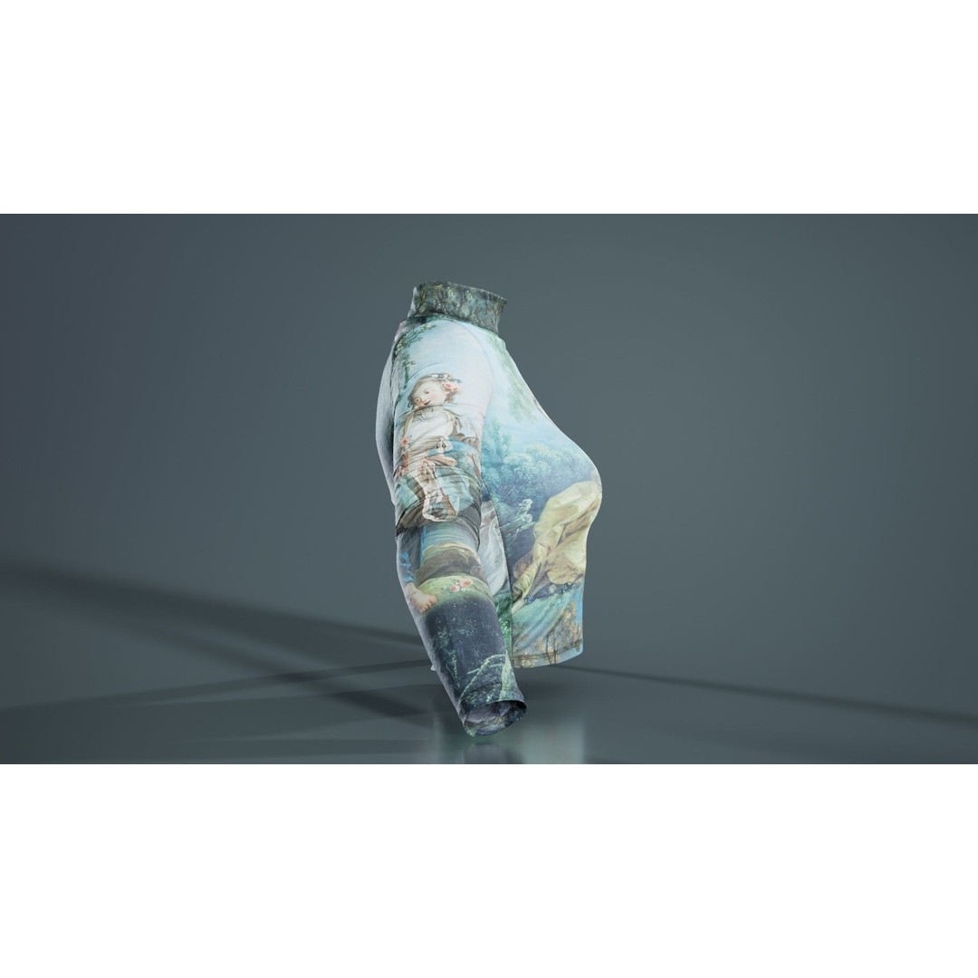 Tattoo Painting Mesh Top 3D Model – Low Poly Apparel, Game Ready, FBX - View 3