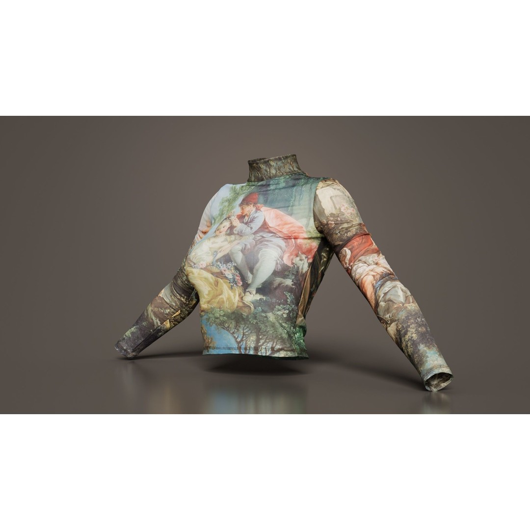 Tattoo Painting Mesh Top 3D Model – Low Poly Apparel, Game Ready, FBX - View 4