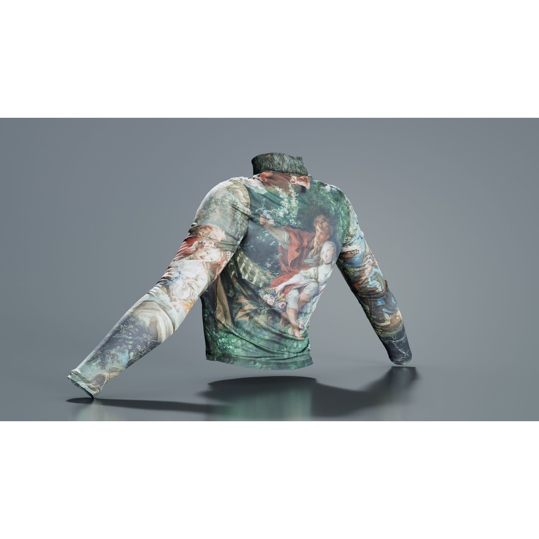 Tattoo Painting Mesh Top 3D Model – Low Poly Apparel, Game Ready, FBX - View 5