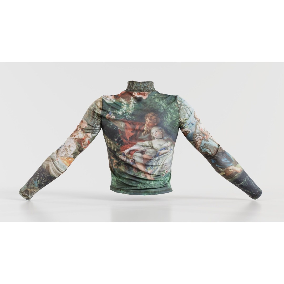 Tattoo Painting Mesh Top 3D Model – Low Poly Apparel, Game Ready, FBX - View 7