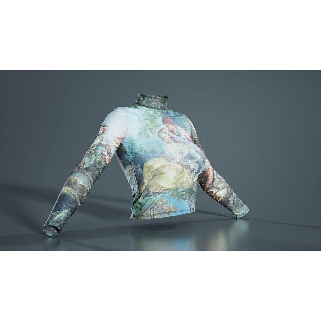 Tattoo Painting Mesh Top 3D Model – Low Poly Apparel, Game Ready, FBX - View 9