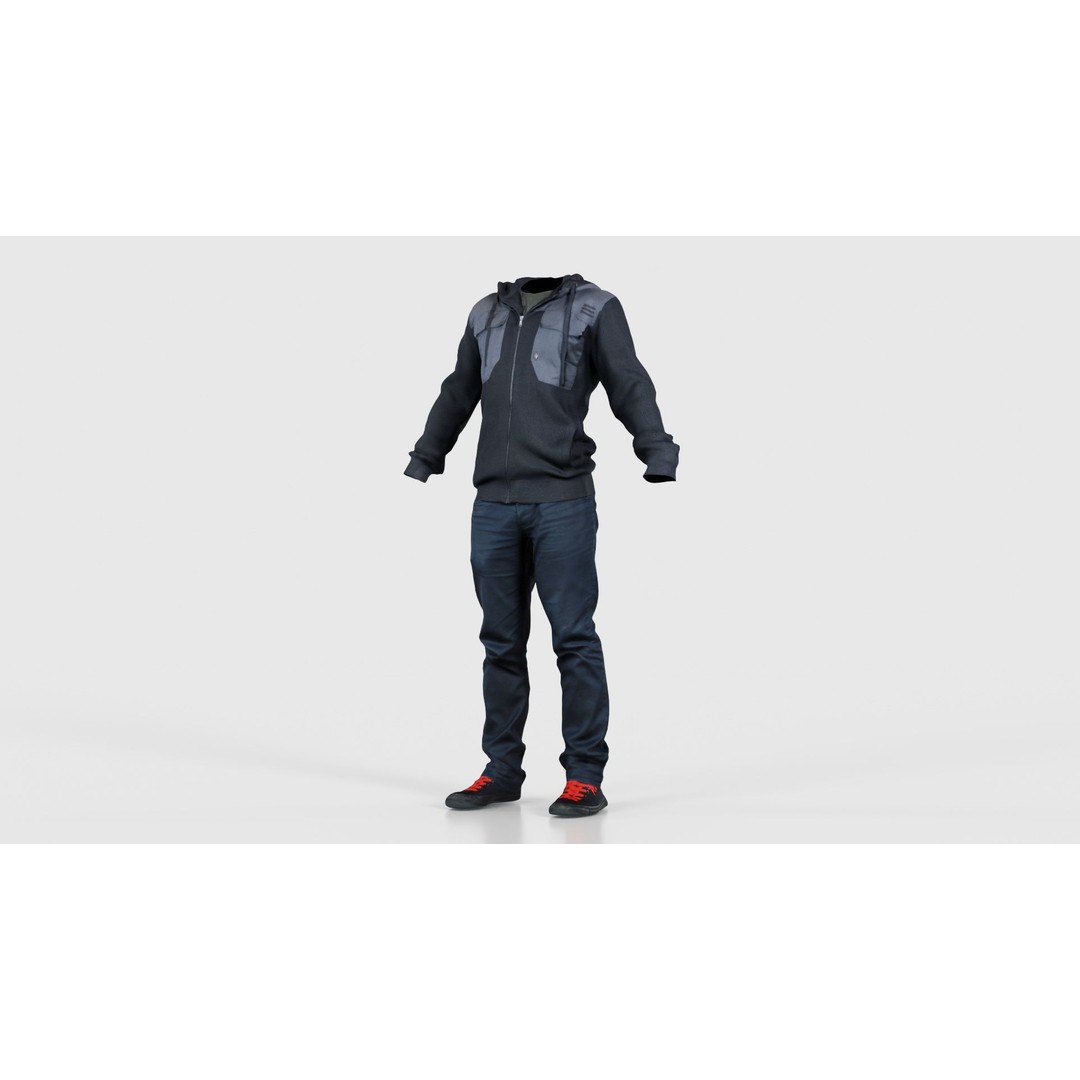 Casual Outfit 3D Model – Low Poly Character Clothing, FBX