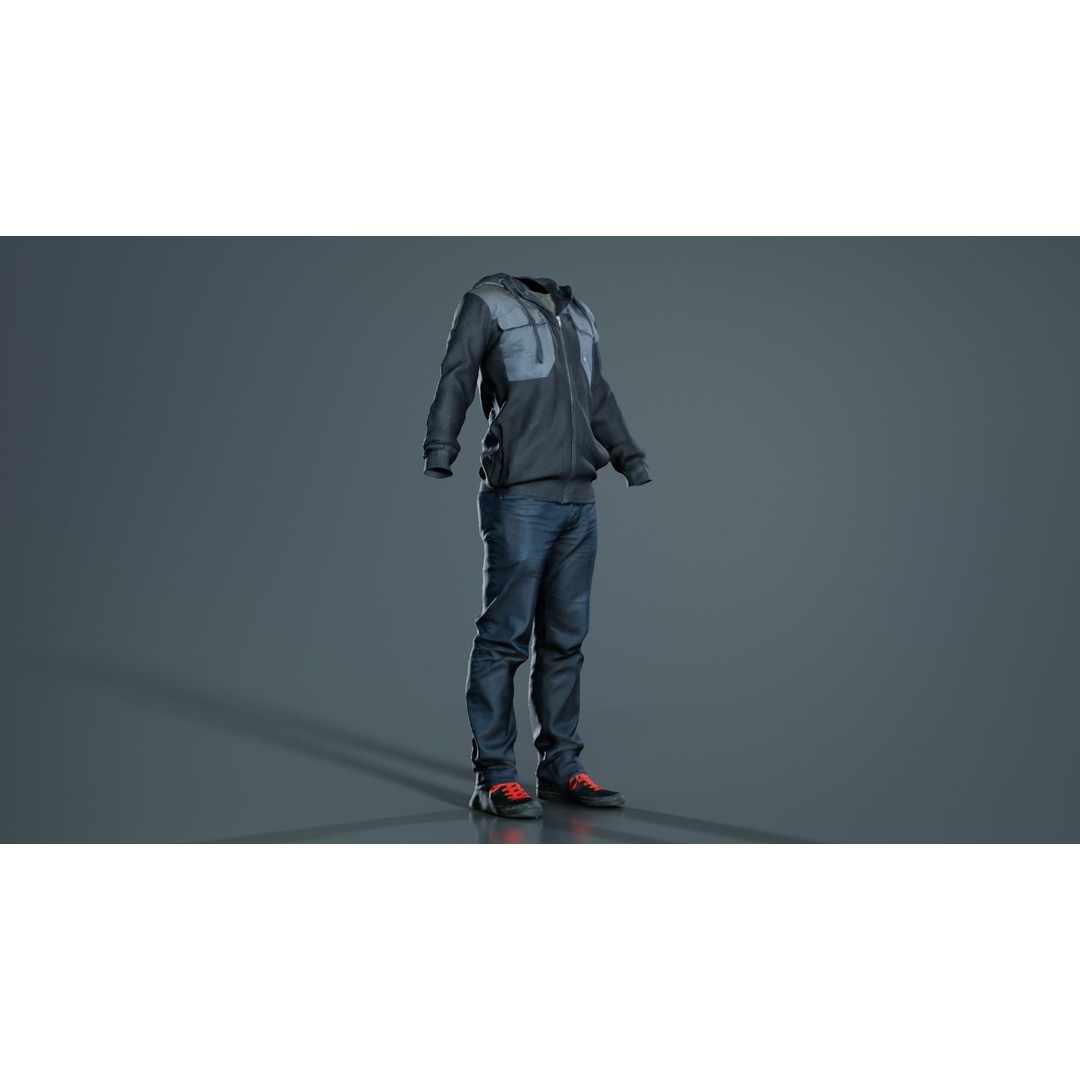 Casual Outfit 3D Model – Low Poly Character Clothing, FBX - View 10