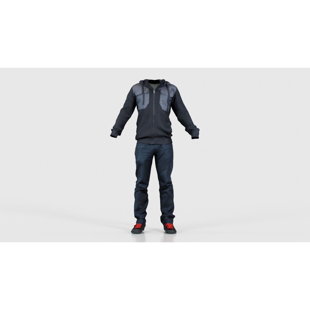 Casual Outfit 3D Model – Low Poly Character Clothing, FBX - View 17