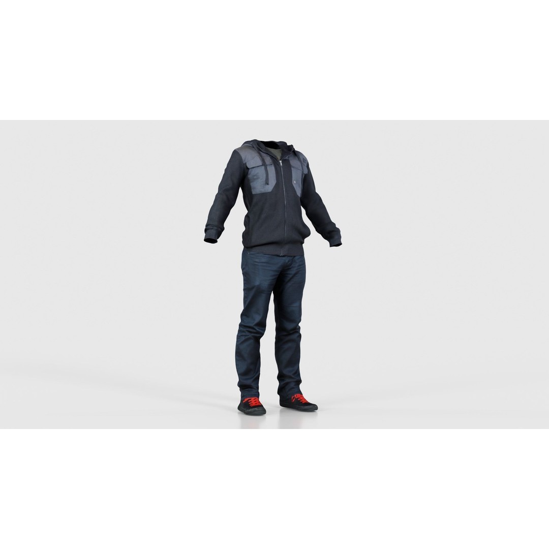 Casual Outfit 3D Model – Low Poly Character Clothing, FBX - View 18