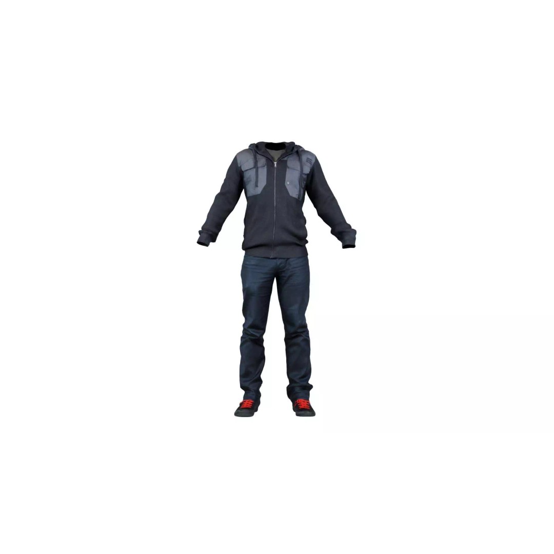 Casual Outfit 3D Model – Low Poly Character Clothing, FBX - View 2