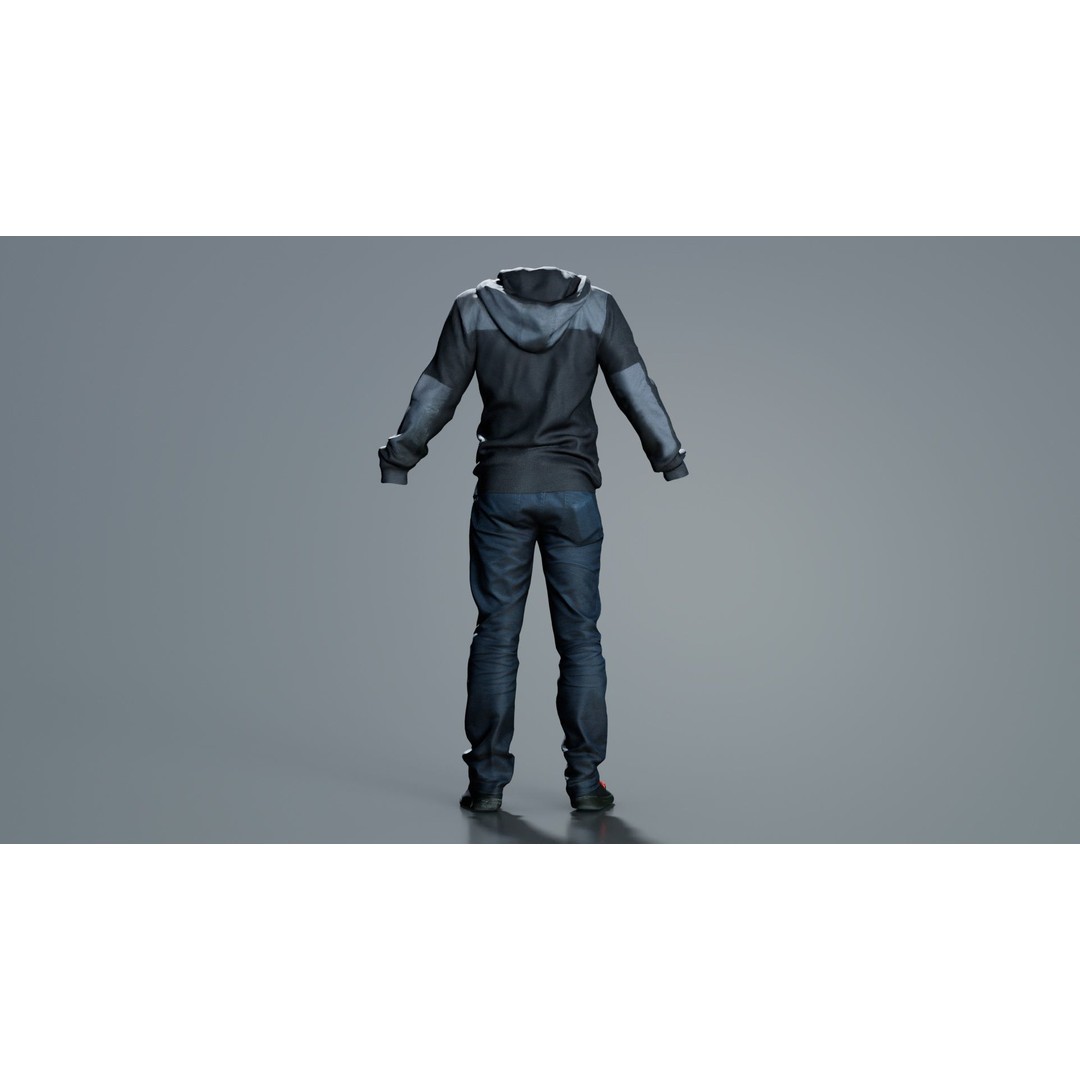 Casual Outfit 3D Model – Low Poly Character Clothing, FBX - View 4