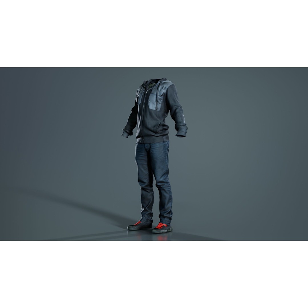 Casual Outfit 3D Model – Low Poly Character Clothing, FBX - View 8