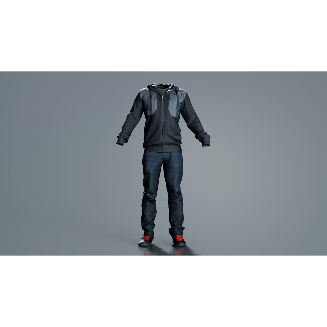 Casual Outfit 3D Model – Low Poly Character Clothing, FBX - View 9