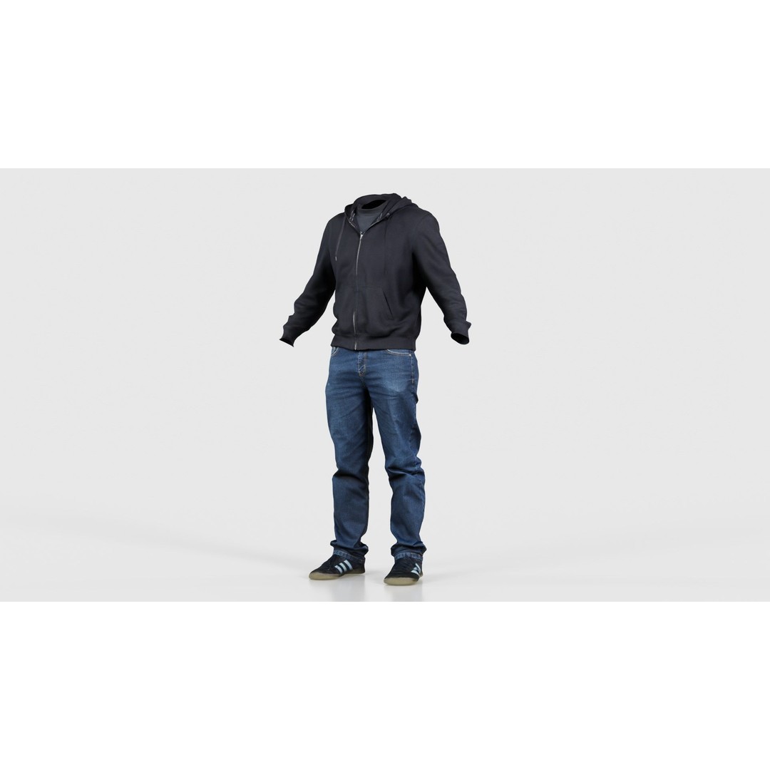 Casual Outfit 3D Model – Low Poly Character Clothing, FBX/OBJ