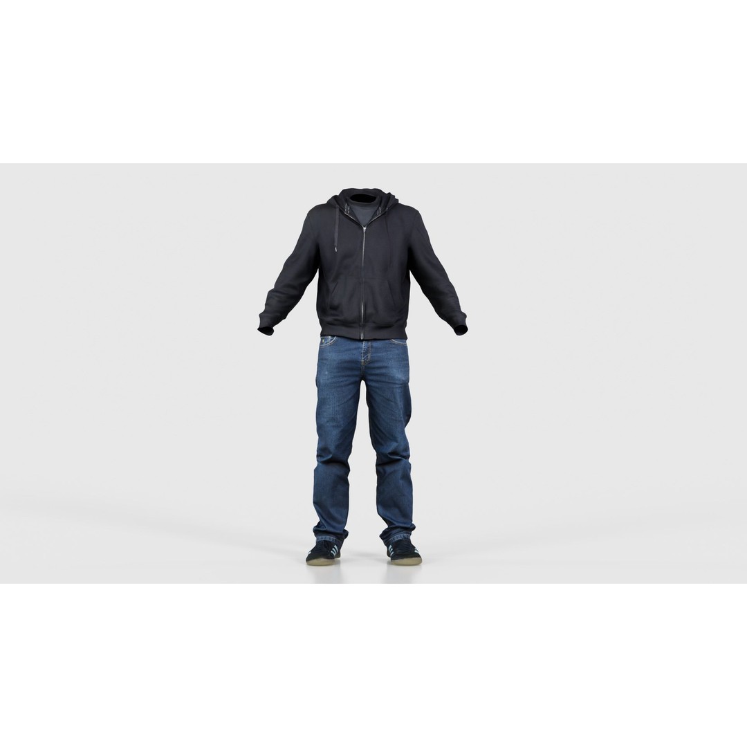 Casual Outfit 3D Model – Low Poly Character Clothing, FBX/OBJ - View 17