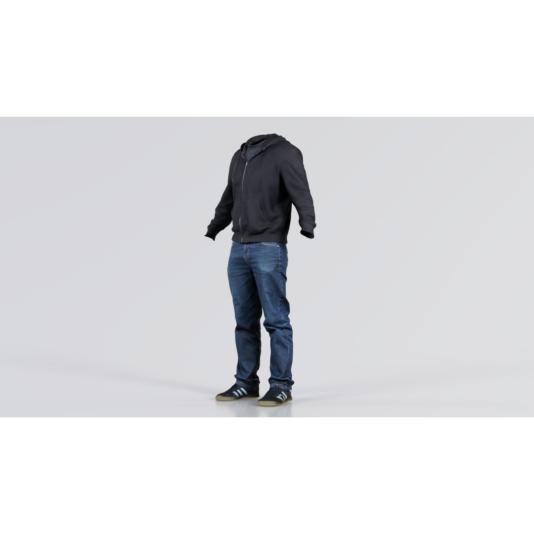 Casual Outfit 3D Model – Low Poly Character Clothing, FBX/OBJ - View 3