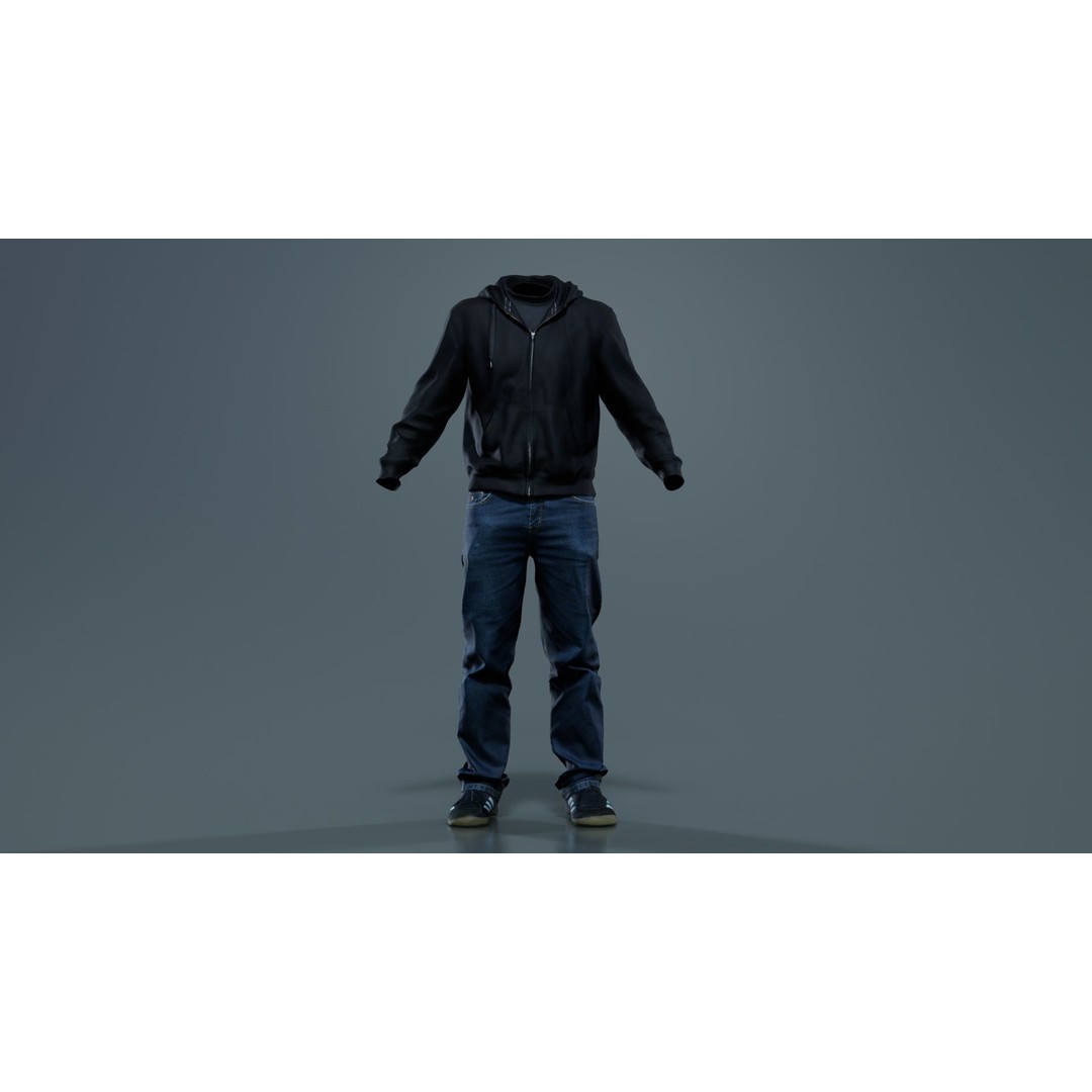Casual Outfit 3D Model – Low Poly Character Clothing, FBX/OBJ - View 5