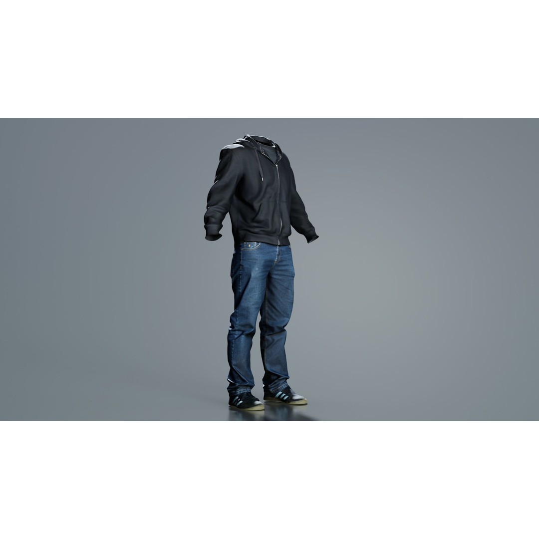 Casual Outfit 3D Model – Low Poly Character Clothing, FBX/OBJ - View 9