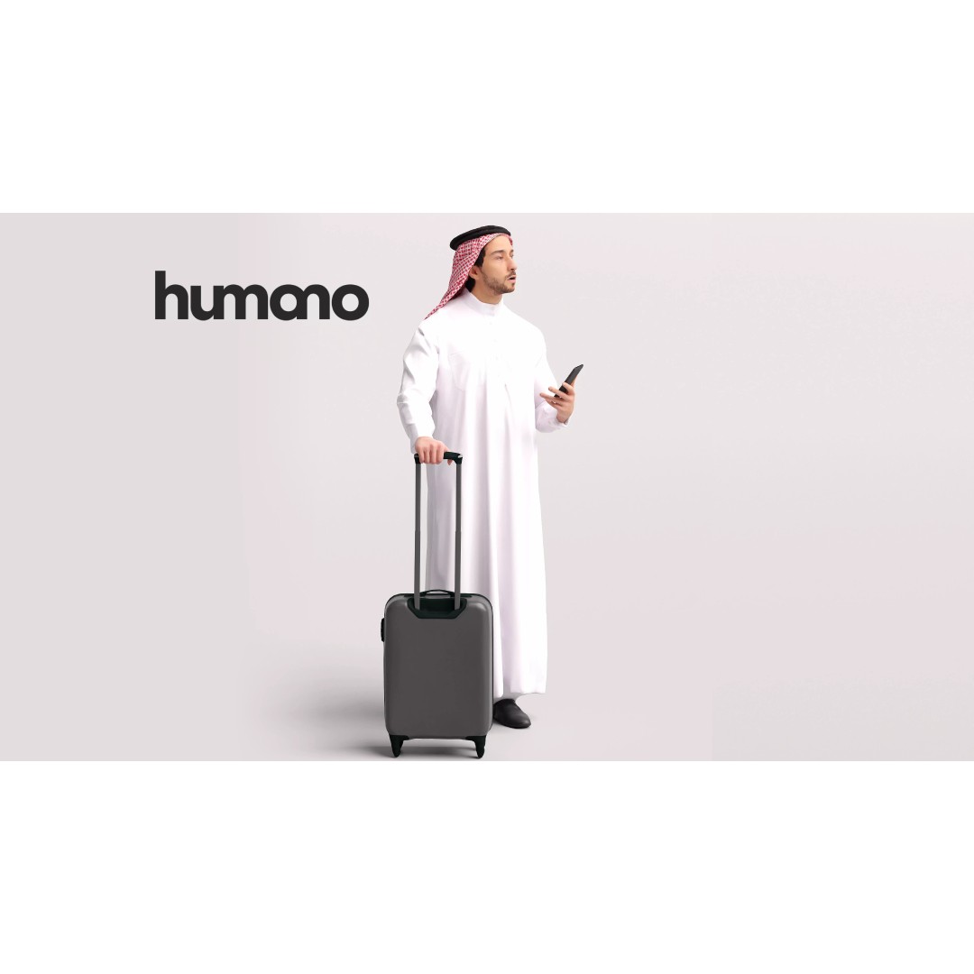 Arab Man 3D Model – Realistic Character with Suitcase, FBX - View 2