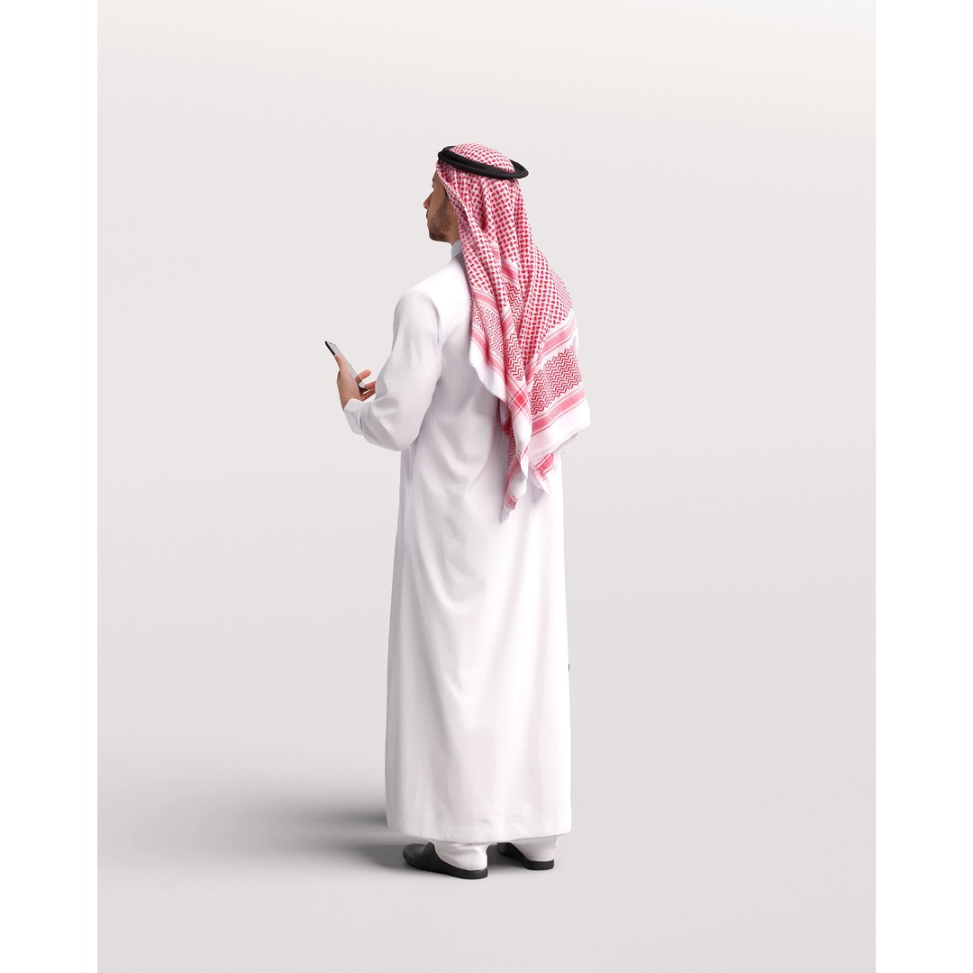 Arab Man 3D Model – Realistic Character with Suitcase, FBX - View 8