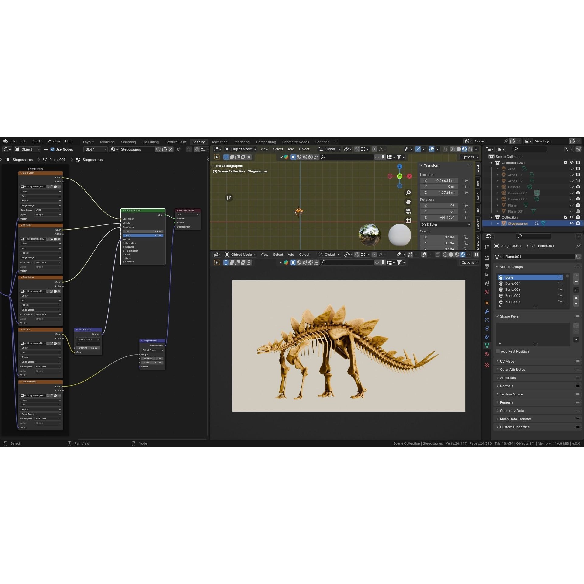 Realistic Stegosaurus - Low-Poly Game-Ready 3D Model - View 12