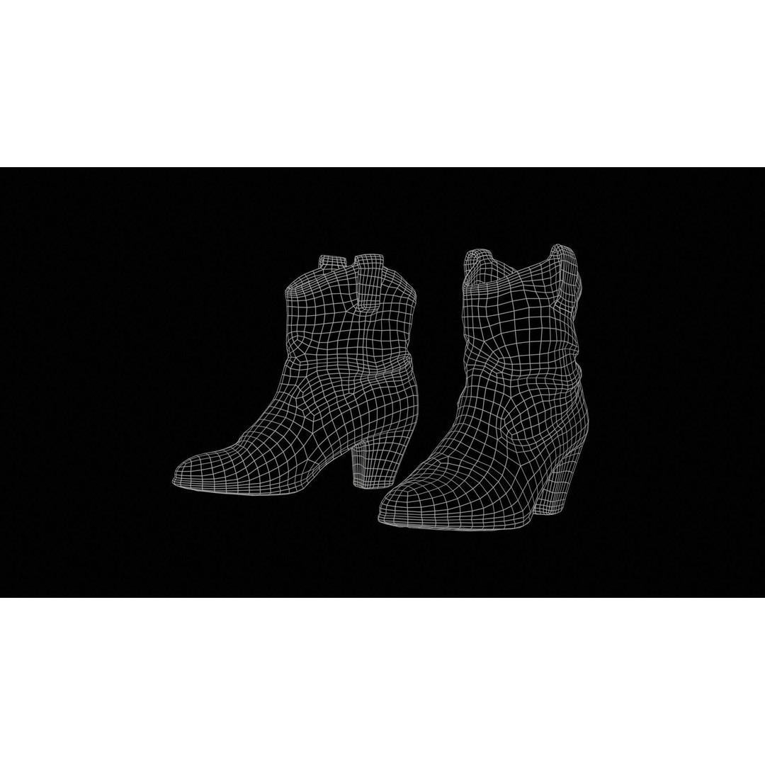 Green Flower Boot 3D Model – Low Poly Footwear, FBX & Blender - View 13