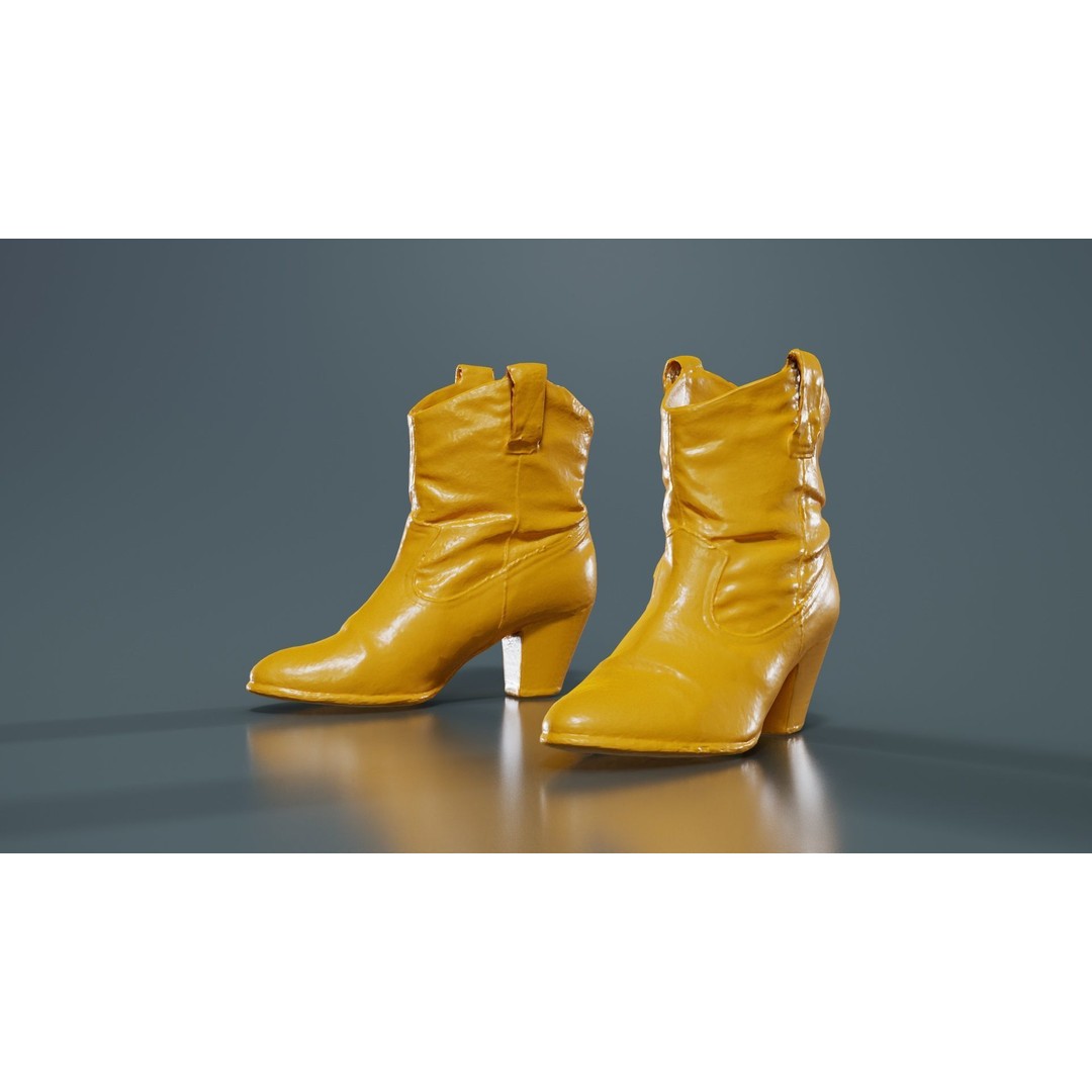 Green Flower Boot 3D Model – Low Poly Footwear, FBX & Blender - View 14