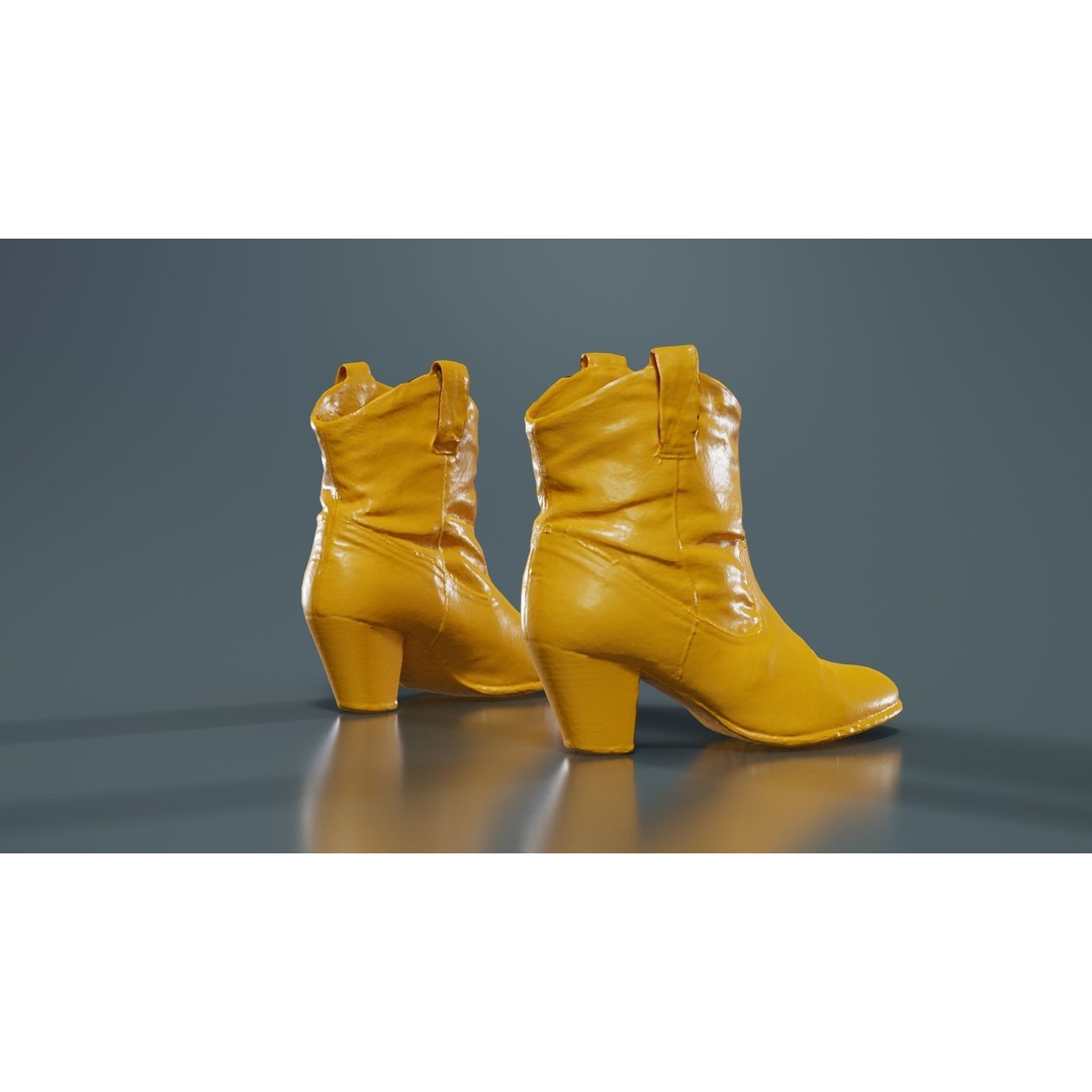 Green Flower Boot 3D Model – Low Poly Footwear, FBX & Blender - View 15