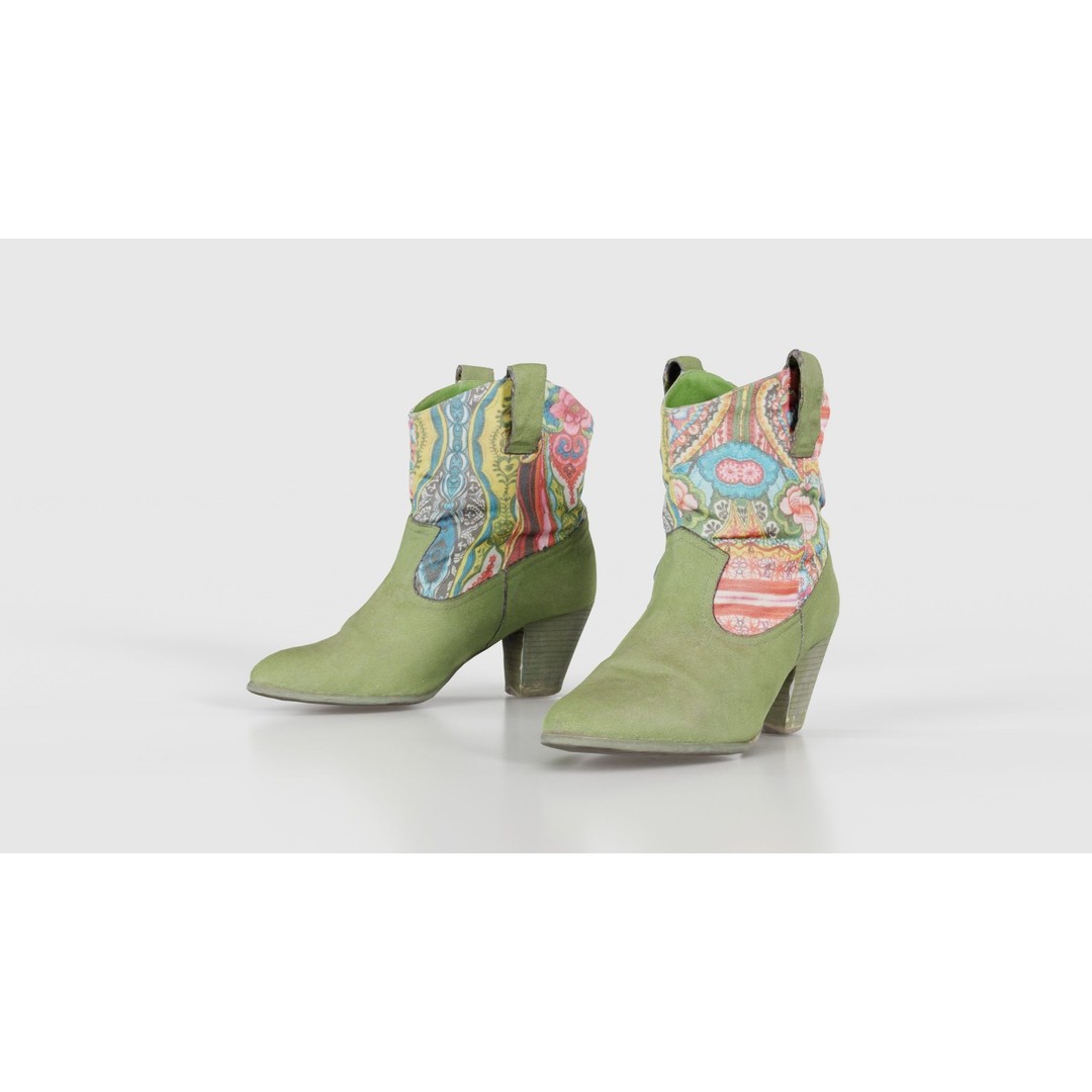 Green Flower Boot 3D Model – Low Poly Footwear, FBX & Blender - View 17