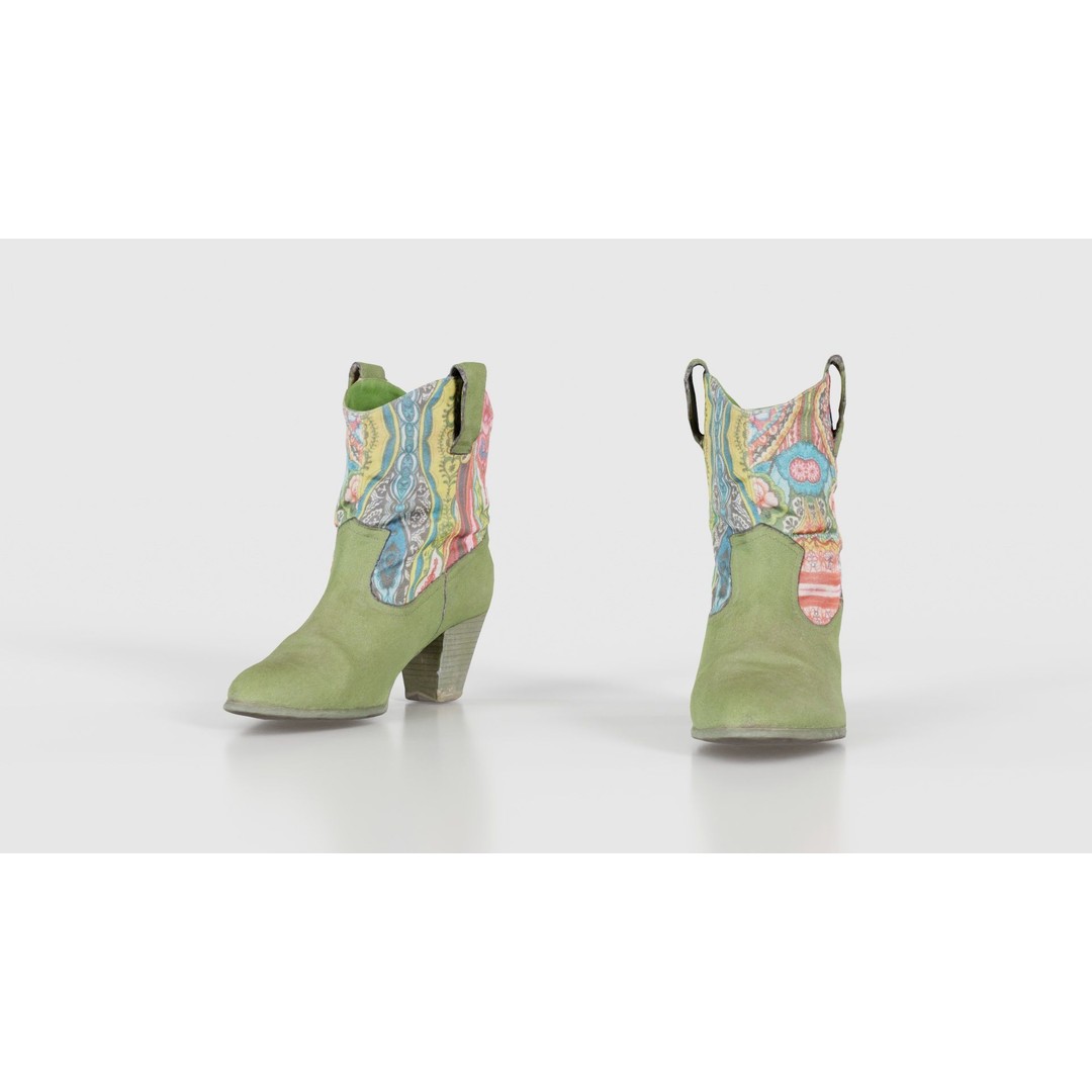 Green Flower Boot 3D Model – Low Poly Footwear, FBX & Blender - View 18