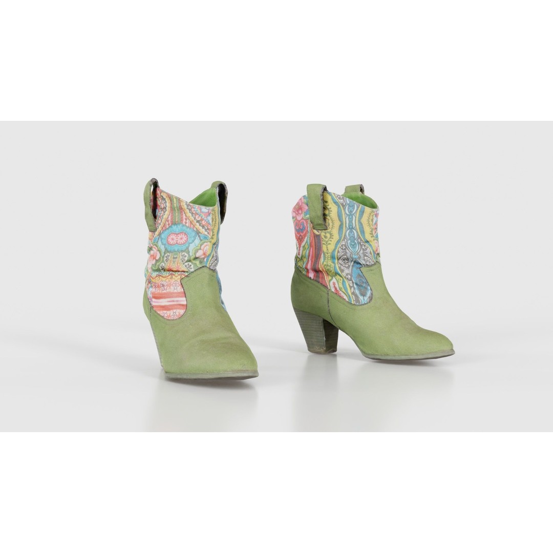 Green Flower Boot 3D Model – Low Poly Footwear, FBX & Blender - View 20