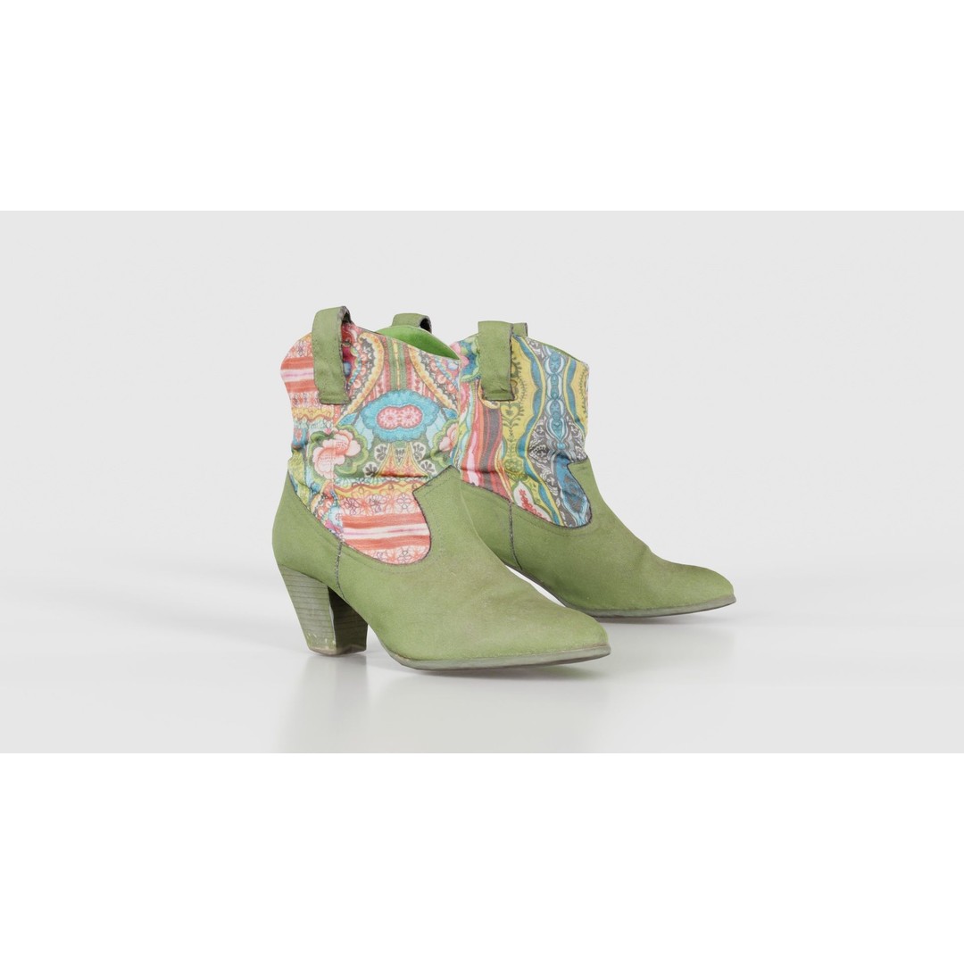 Green Flower Boot 3D Model – Low Poly Footwear, FBX & Blender - View 21