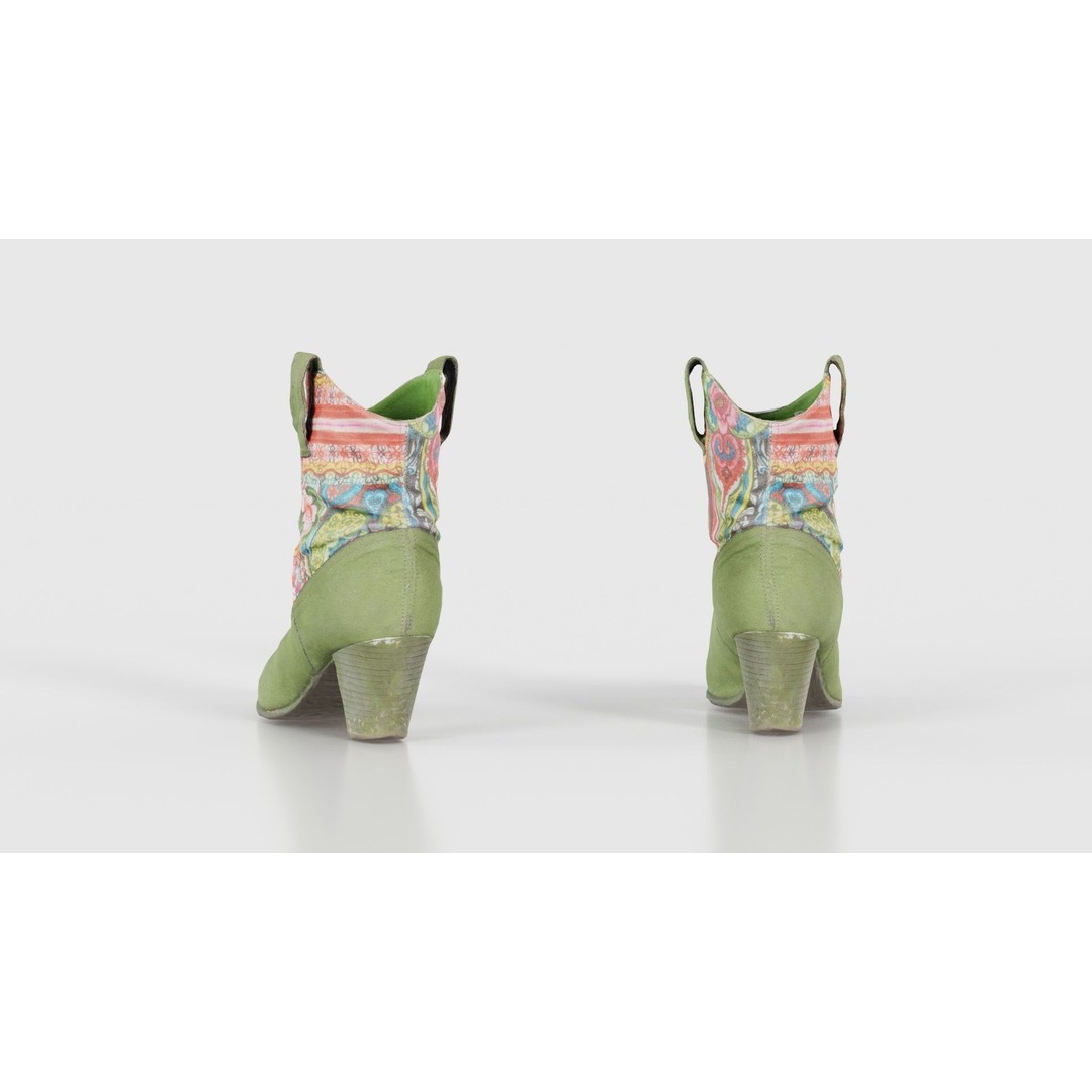 Green Flower Boot 3D Model – Low Poly Footwear, FBX & Blender - View 25