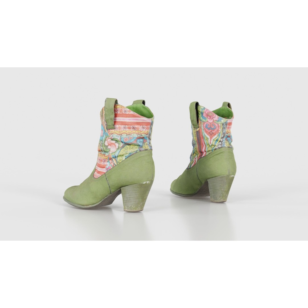 Green Flower Boot 3D Model – Low Poly Footwear, FBX & Blender - View 26