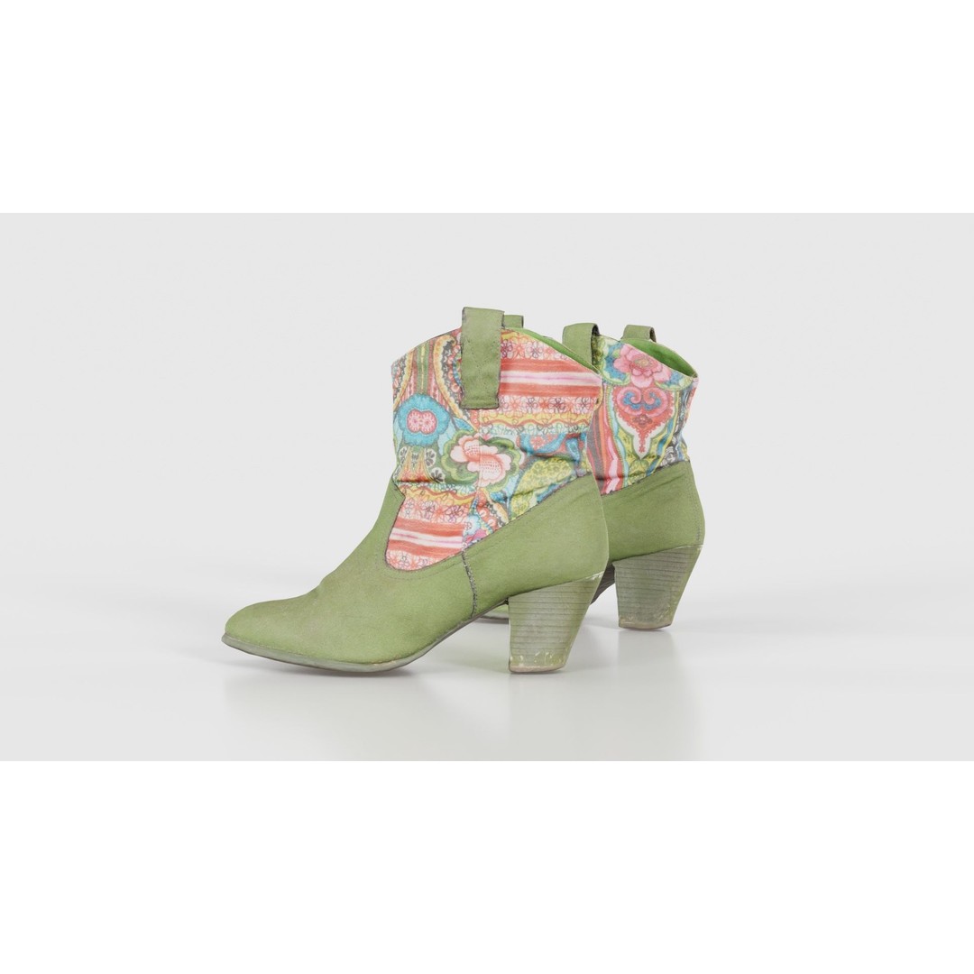 Green Flower Boot 3D Model – Low Poly Footwear, FBX & Blender - View 27