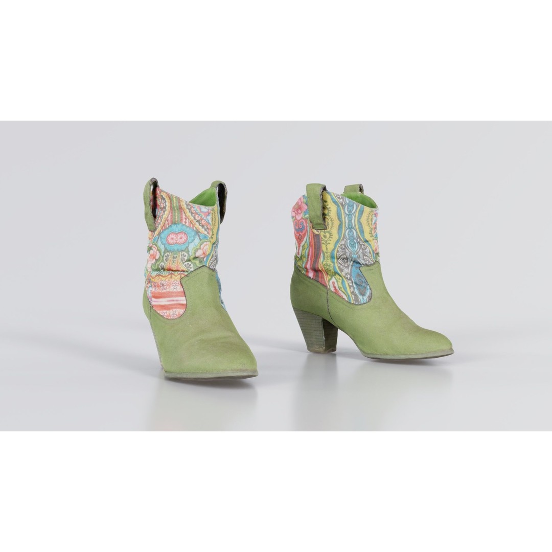 Green Flower Boot 3D Model – Low Poly Footwear, FBX & Blender - View 3