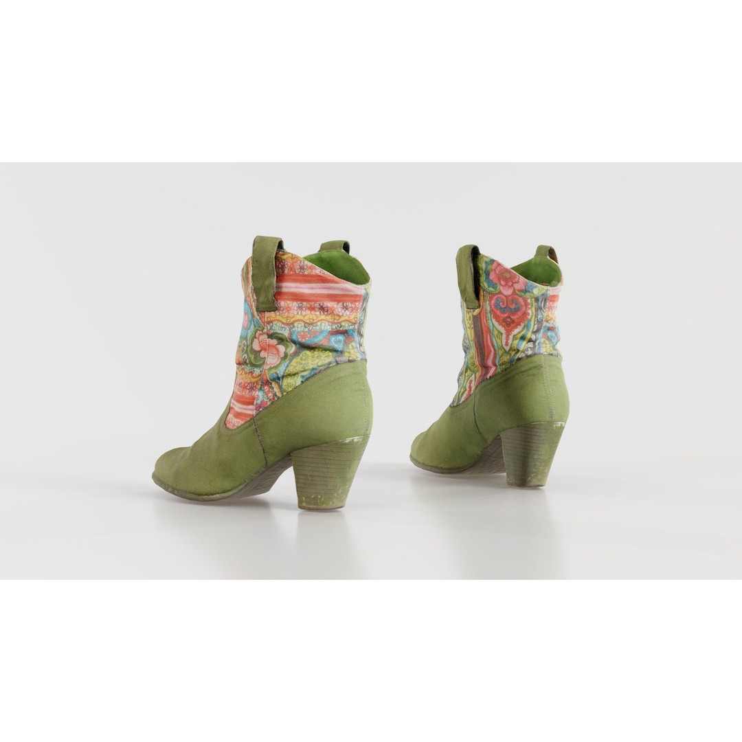Green Flower Boot 3D Model – Low Poly Footwear, FBX & Blender - View 7