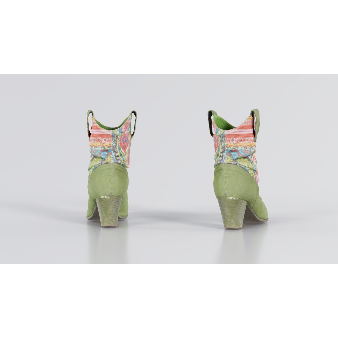 Green Flower Boot 3D Model – Low Poly Footwear, FBX & Blender - View 8