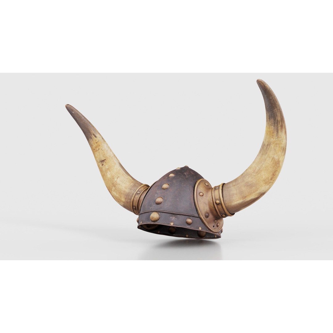 Horned Viking Helmet 3D Model – Low Poly Character Headwear, FBX