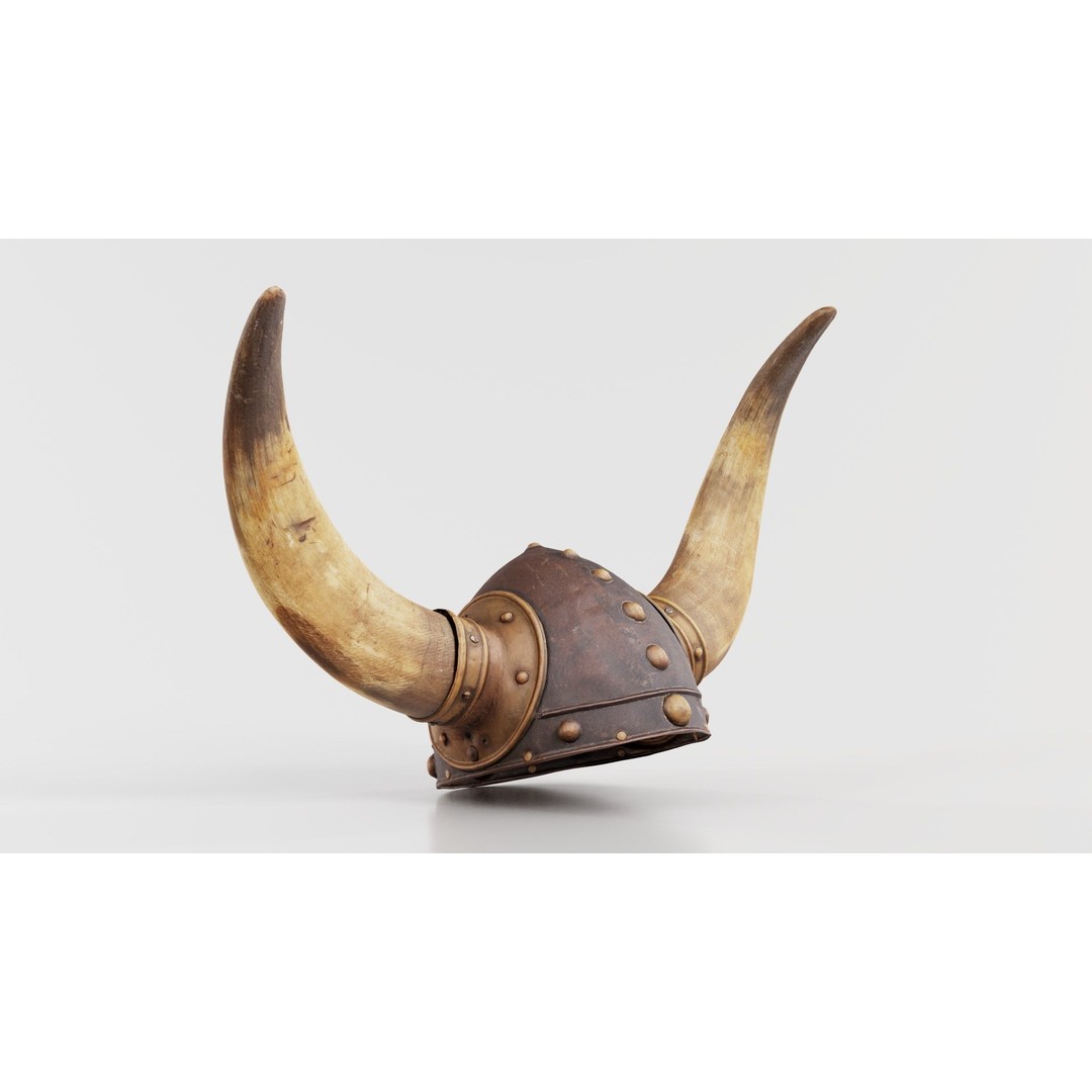 Horned Viking Helmet 3D Model – Low Poly Character Headwear, FBX - View 10