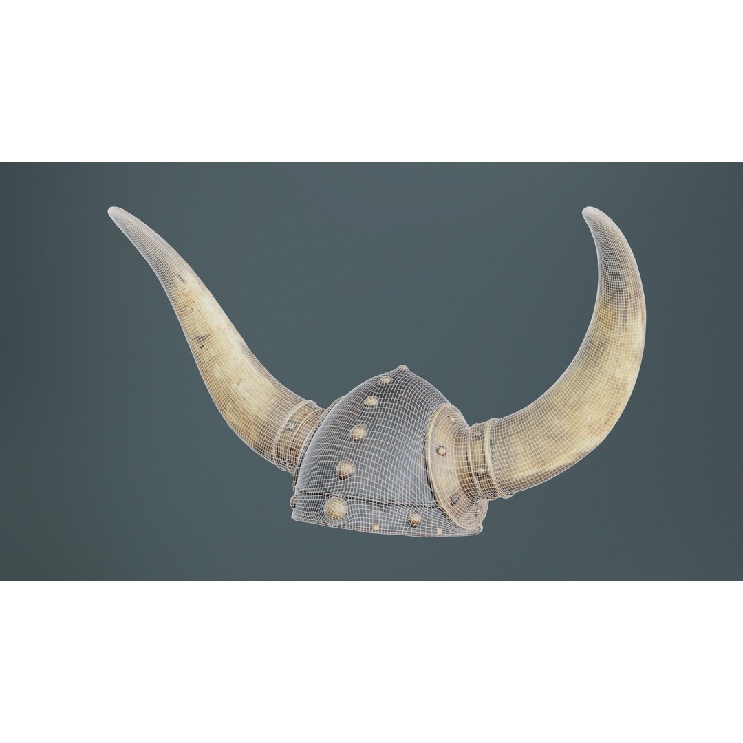 Horned Viking Helmet 3D Model – Low Poly Character Headwear, FBX - View 11