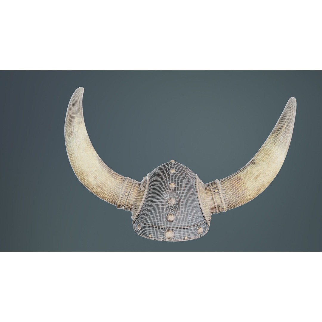 Horned Viking Helmet 3D Model – Low Poly Character Headwear, FBX - View 12