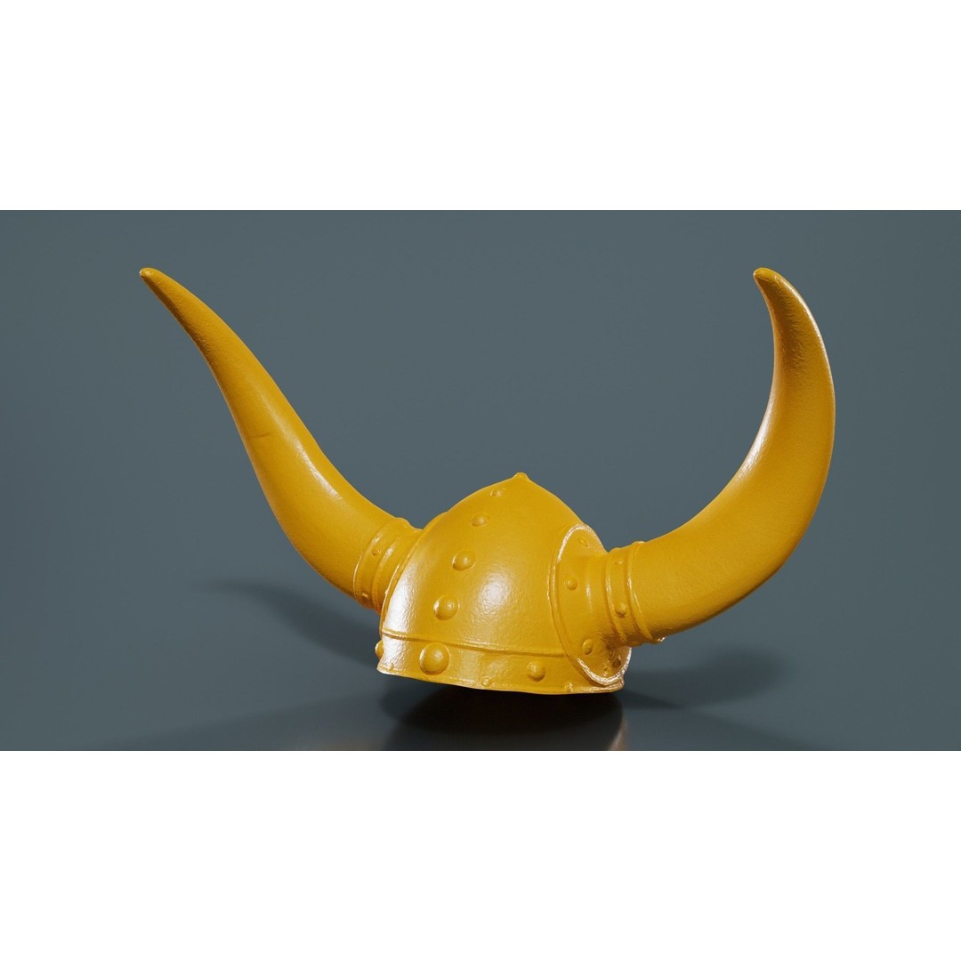 Horned Viking Helmet 3D Model – Low Poly Character Headwear, FBX - View 14