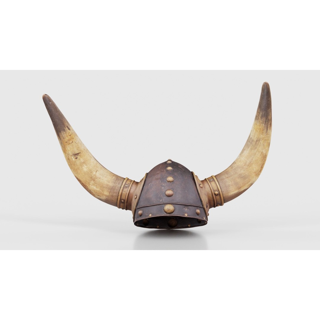 Horned Viking Helmet 3D Model – Low Poly Character Headwear, FBX - View 17
