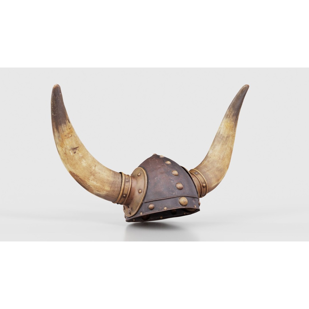 Horned Viking Helmet 3D Model – Low Poly Character Headwear, FBX - View 18