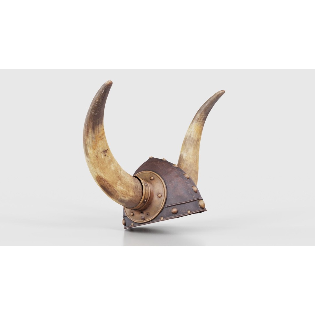 Horned Viking Helmet 3D Model – Low Poly Character Headwear, FBX - View 19