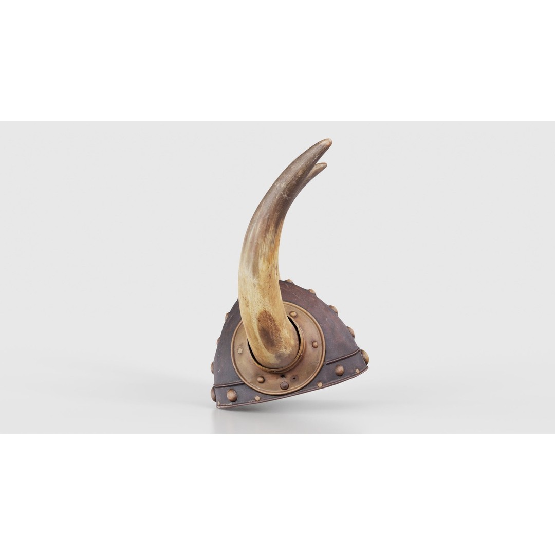 Horned Viking Helmet 3D Model – Low Poly Character Headwear, FBX - View 20