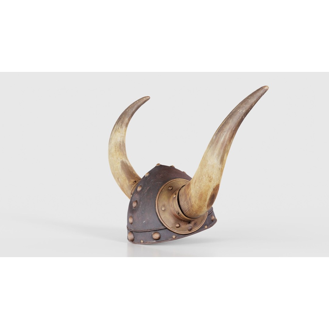 Horned Viking Helmet 3D Model – Low Poly Character Headwear, FBX - View 21