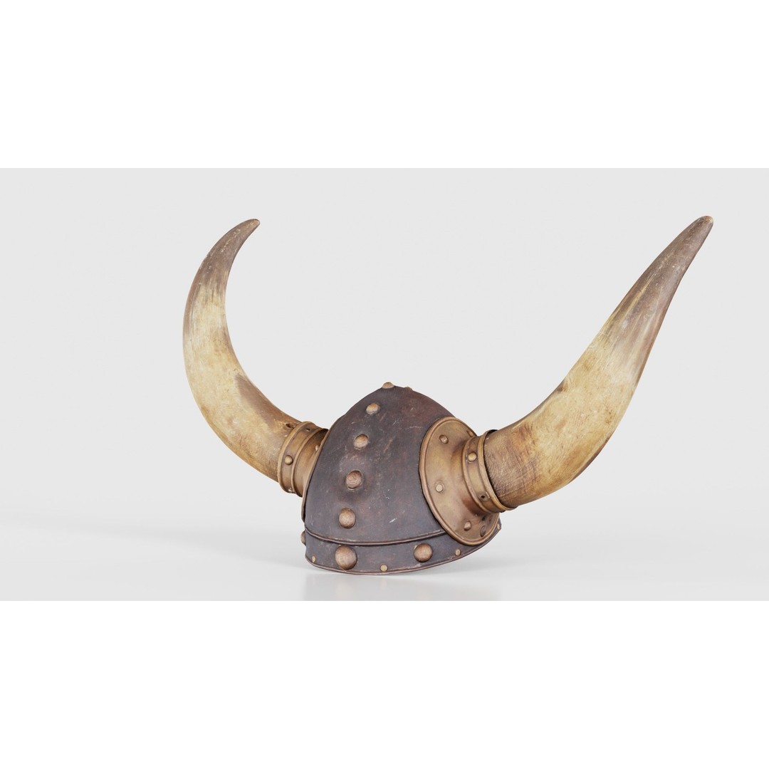 Horned Viking Helmet 3D Model – Low Poly Character Headwear, FBX - View 22