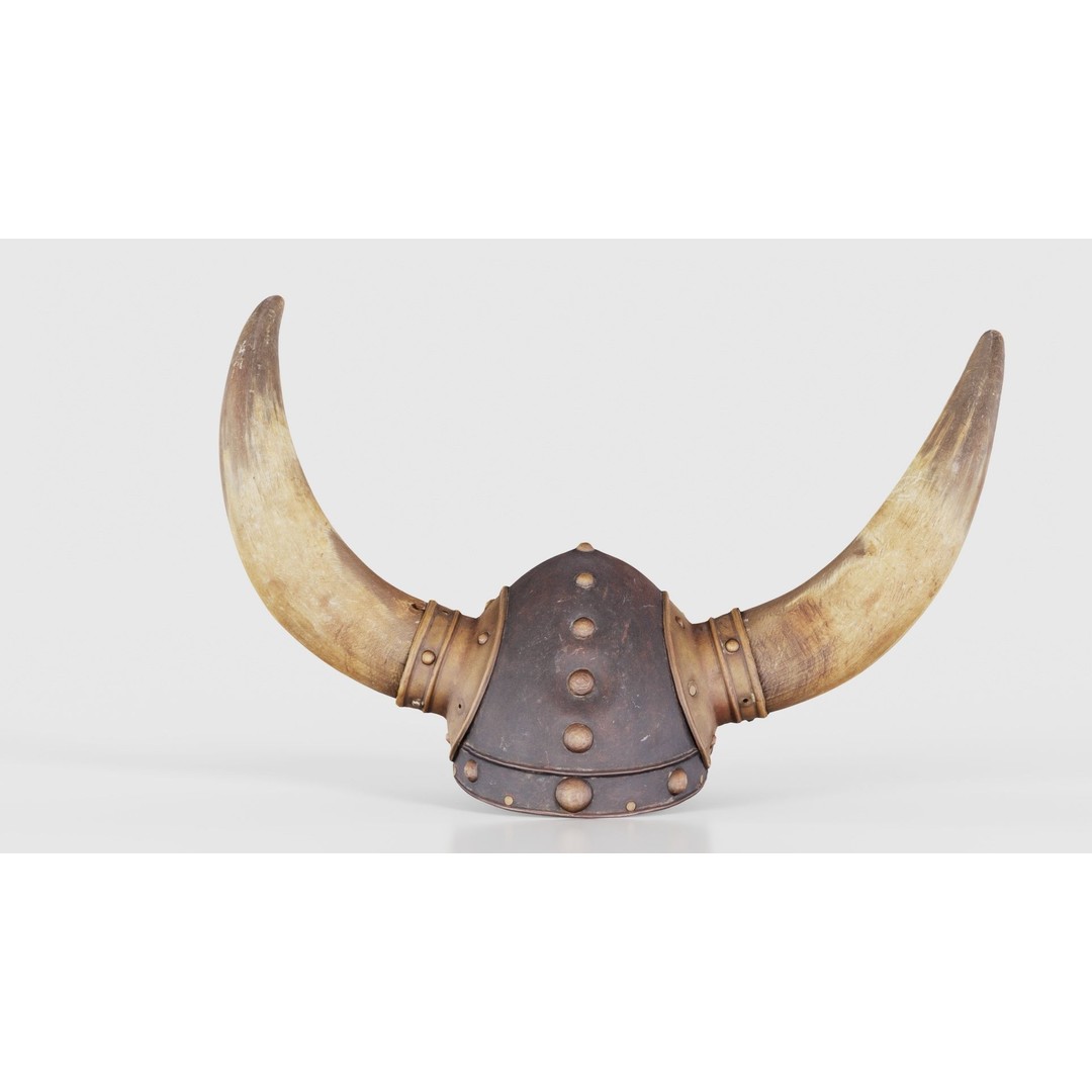 Horned Viking Helmet 3D Model – Low Poly Character Headwear, FBX - View 23